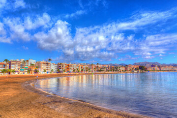 Obraz premium Mazarron Murcia Spain beach and sea with bright vivid colours