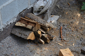 Picnic. A pile of firewood. Photo for the background.