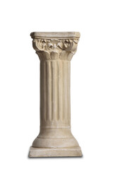 Classic plaster column in Greek style isolated on white background