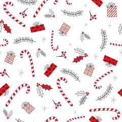Seamless Christmas background with Christmas ornament, vector illustration