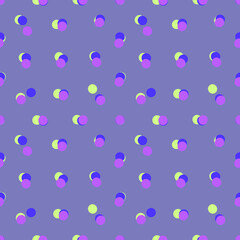 Polka dots seamless pattern. Circules on a lilac background.