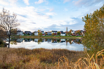  Reflection of houses in water