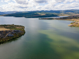 Aerial view of Pchelina Reservoir, Bulgaria
