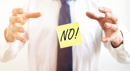 text no. Negative answer concept. No risk, no violence or no discrimination concept