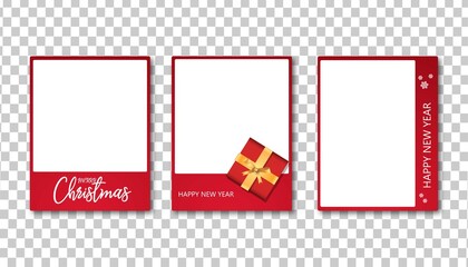 Editable frame Polaroid photop Christmas theme with red colour minimalis vector illustration