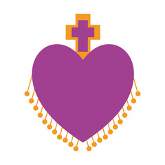 Obraz premium mexican heart with cross flat style icon vector design