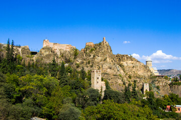Fototapeta na wymiar Narikhala tower and wall in Tbilisi