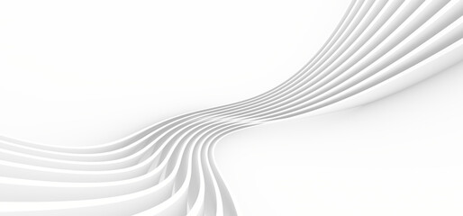 White abstract background. Smooth white lines with shadow. 3d rendering image.