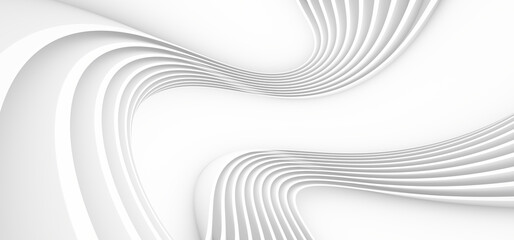 White abstract background. Smooth white lines with shadow. 3d rendering image.