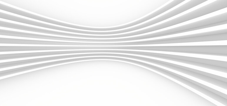 White abstract background. Smooth white lines with shadow. 3d rendering image. © Andrey Shtepa