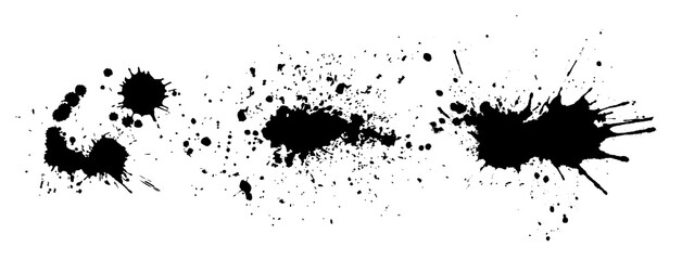 Set of Grunge Design Elements. Black blots. Brush Strokes. Vector illustration