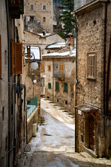 Narrow street in the small Italian village of Scanno