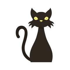 halloween cat black flat style icon