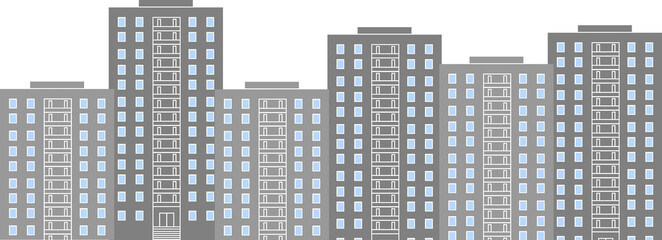 Cityscape of monotonous multi-apartment multi-storey residential buildings