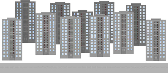 Obraz premium Cityscape of monotonous multi-apartment multi-storey residential buildings