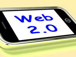 Web 2.0 On Phone Means Net Web Technology And Network