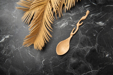 handmade wooden spoon on mable table