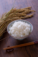 お椀に盛り付けしたご飯とお茶漬け