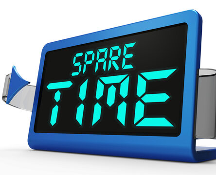 Spare Time Clock Means Leisure Or Relaxation