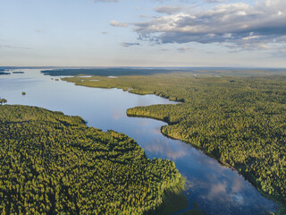 The charming Scandinavian lake from the air