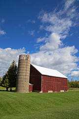 red barn and silo