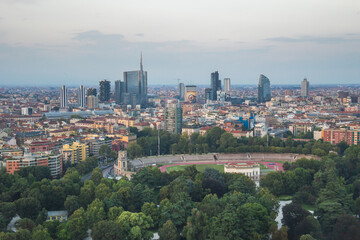 Obraz premium View from the Torre Branca,Branca Tower, of the Milan skyline, Lombardy, Italy