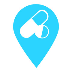 Medicine location map pin icon. Element of map point for mobile concept and web apps. Icon for website design and development, app development. Premium hospital, clinic, pharmacy icon sign