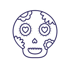 mexican skull line style icon vector design