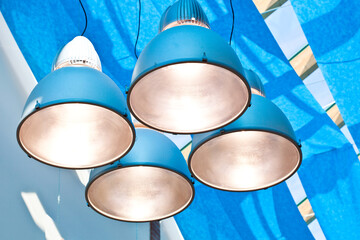 lamps in modern blue cieling
