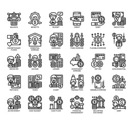 Set of money management thin line and pixel perfect icons for any web and app project.