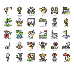 Set of Golf thin line and pixel perfect icons for any web and app project.