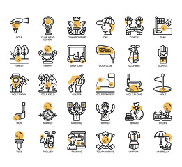 Set of Golf thin line and pixel perfect icons for any web and app project.