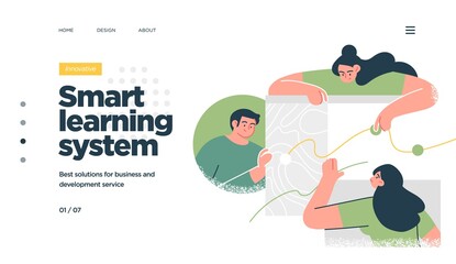 Online education modern flat design isometric concept. Landing page template. Vector illustration for web and graphic design.