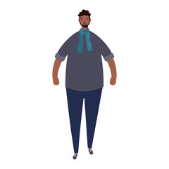 afro ethnic man wearing scarf character icon