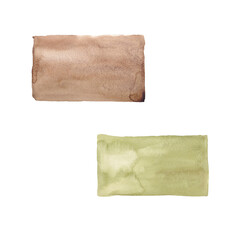 Obraz premium Abstract hand draw watercolor brown and green stain on white background for design
