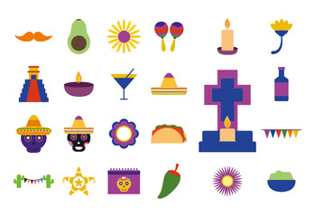mexican flat style icon collection vector design