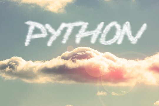 Python against bright blue sky with cloud