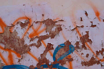 Abstract background of old peeling paint on the wall. Old paint on the wall for the background