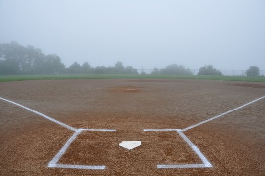 Foggy Baseball Field