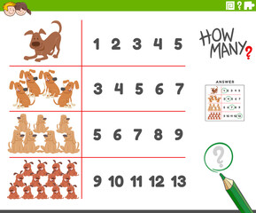 counting activity with cartoon dogs animal characters