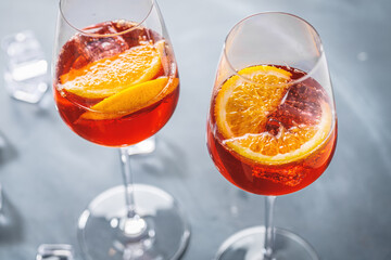 Aperol spritz served in glasses