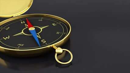 Compass - 4k realistic 3D animation of a navigational compass pointing North