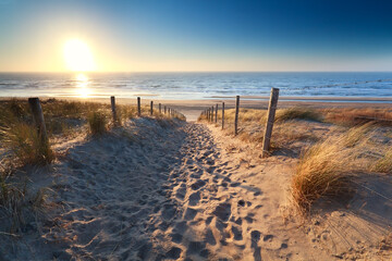 chemin vers la plage de sable en mer du nord