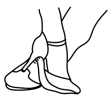 Vector image of dancing Tango shoes. Line art male and female legs in a dance pose