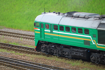 Naklejka premium locomotive waiting for a green signal 