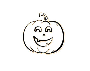 pumpkin Halloween icon character on white background in vector illustration