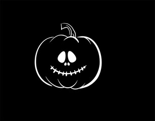 Pumpkin Spooky Halloween on black background in vector illustration