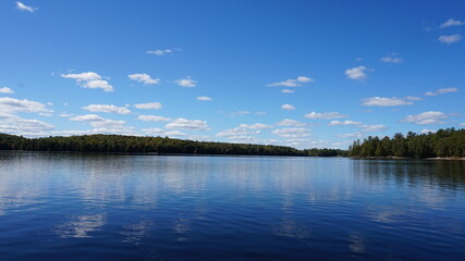 silent lake with blue sky