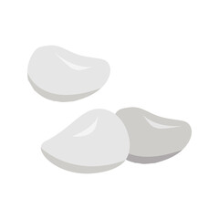 Mozzarella in flat style. Ingredients for Italian cuisine. Pieces of traditional cheese for Italian pizza. Vector clipart for culinary book, pizzeria menu and web design.