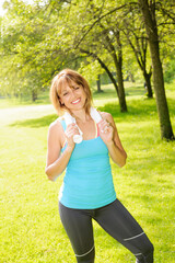 Woman smiling after outdoor exercising